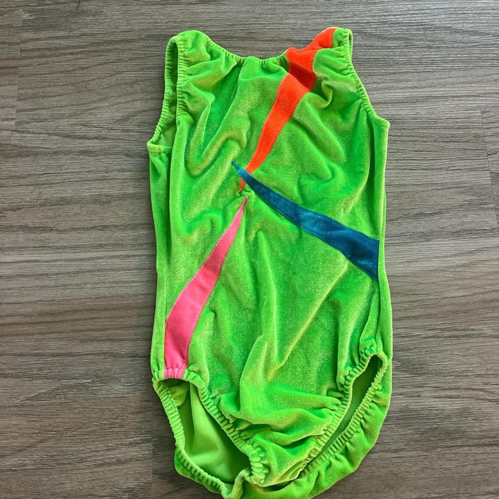 Green Leotard with Multicolor Stripes